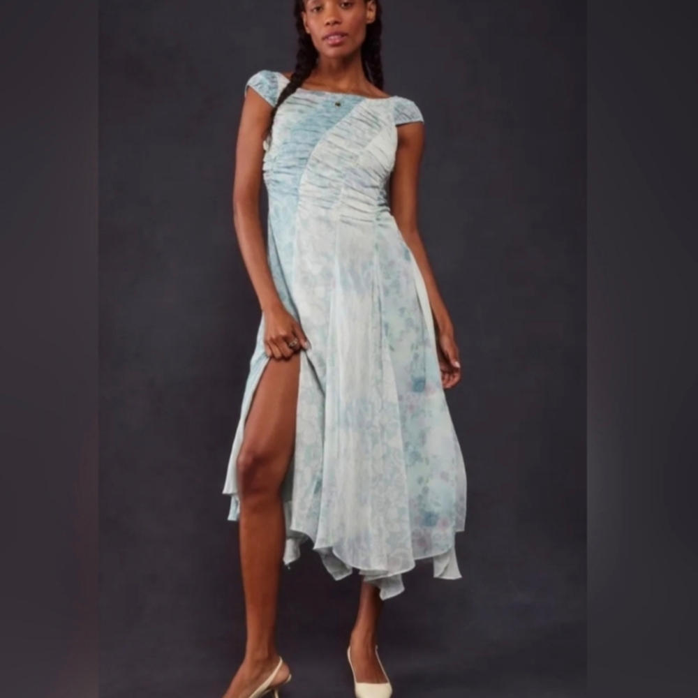 Free People Heart to Midi Dress Ocean Combo Women's Size 4